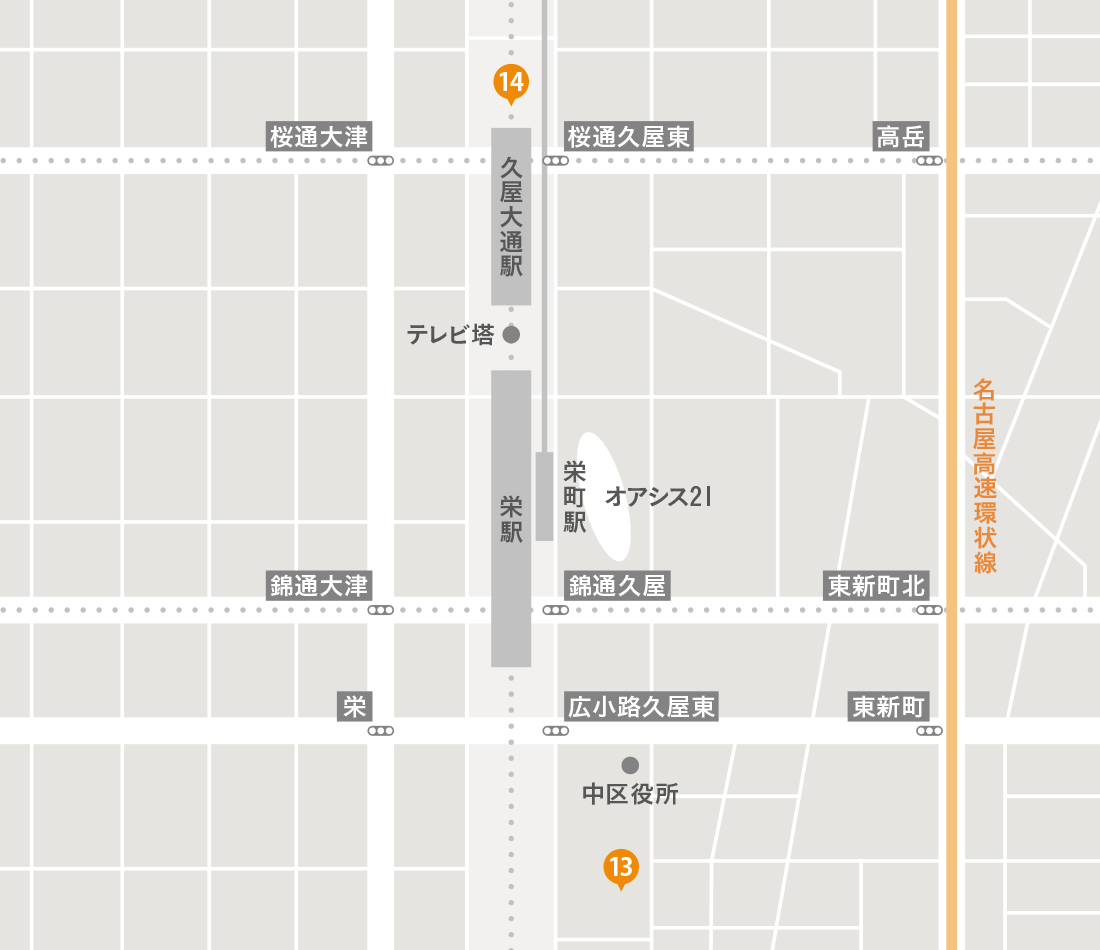 栄地区駐車場所在地マップ